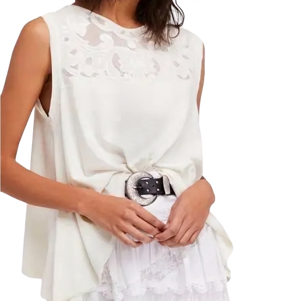 Free people white cropped lace top size m